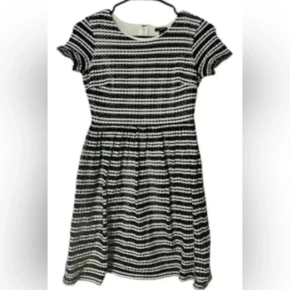 Ann Taylor Black and White Striped Dress